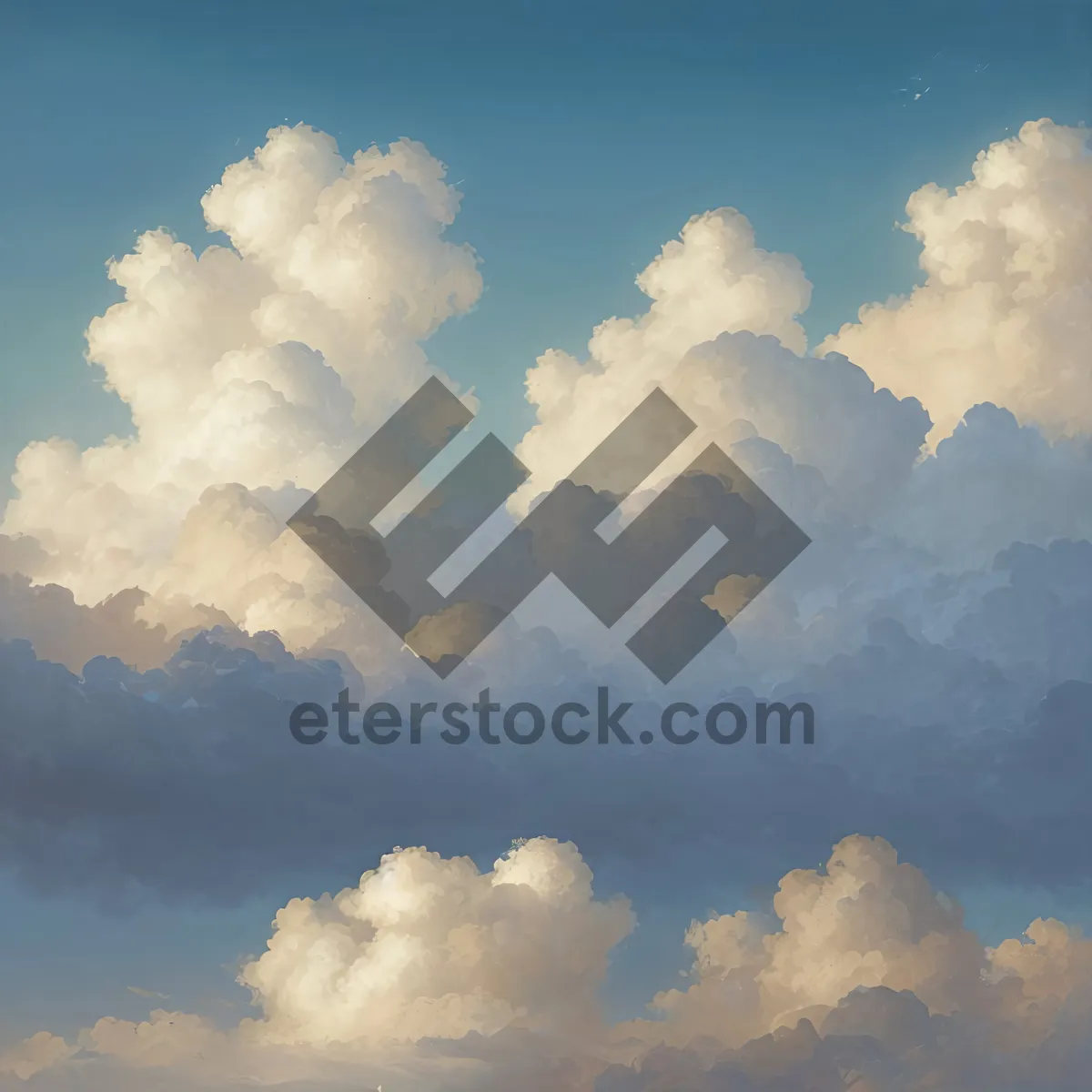 Picture of Serene Summer Sky with Fluffy Clouds