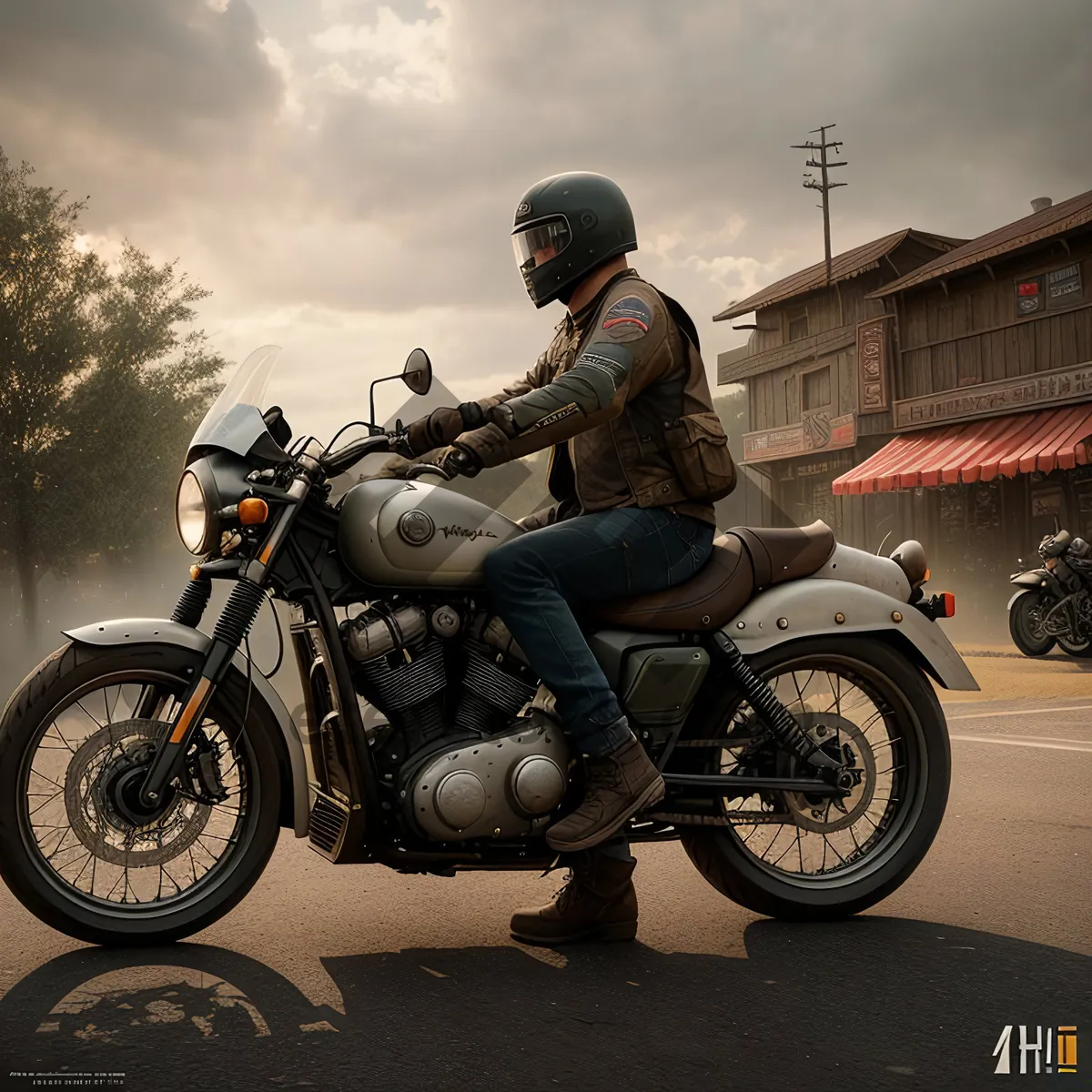 Picture of Speedy Motorbike Racing on Road