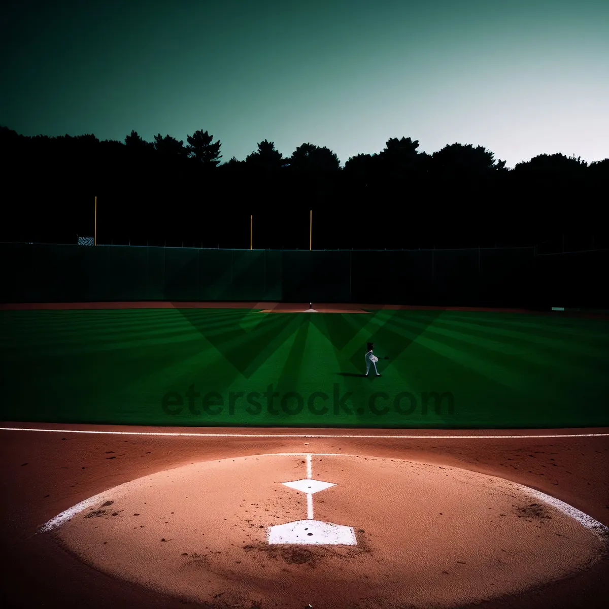 Picture of Baseball equipment on grassy home plate