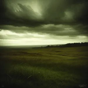 Lush Horizon: Sunlit Steppe Meadow in the Countryside