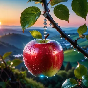 Juicy Red Delicious Cherry Berry Fruit From Garden.