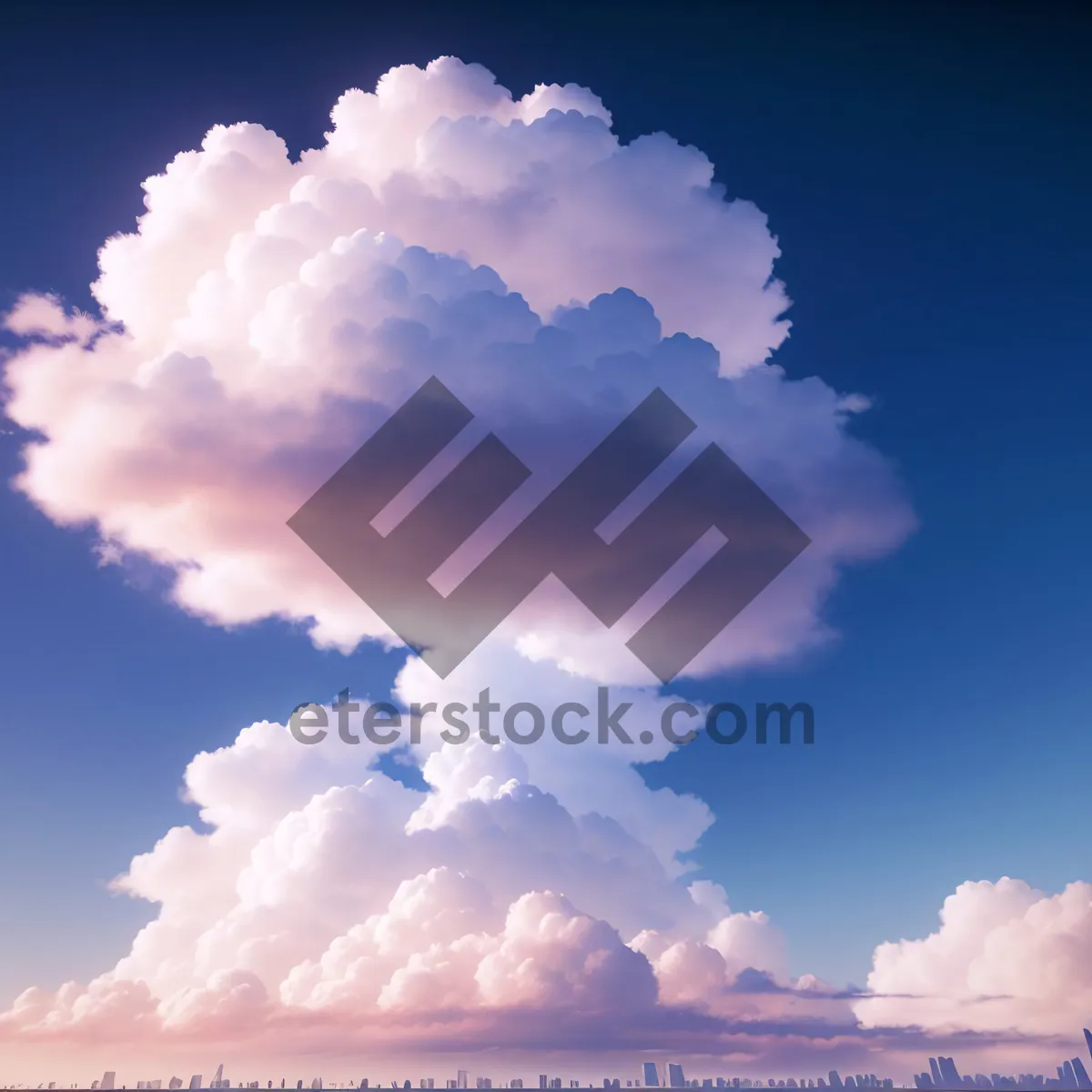 Picture of Vibrant Sky and Fluffy Clouds in Sunshine