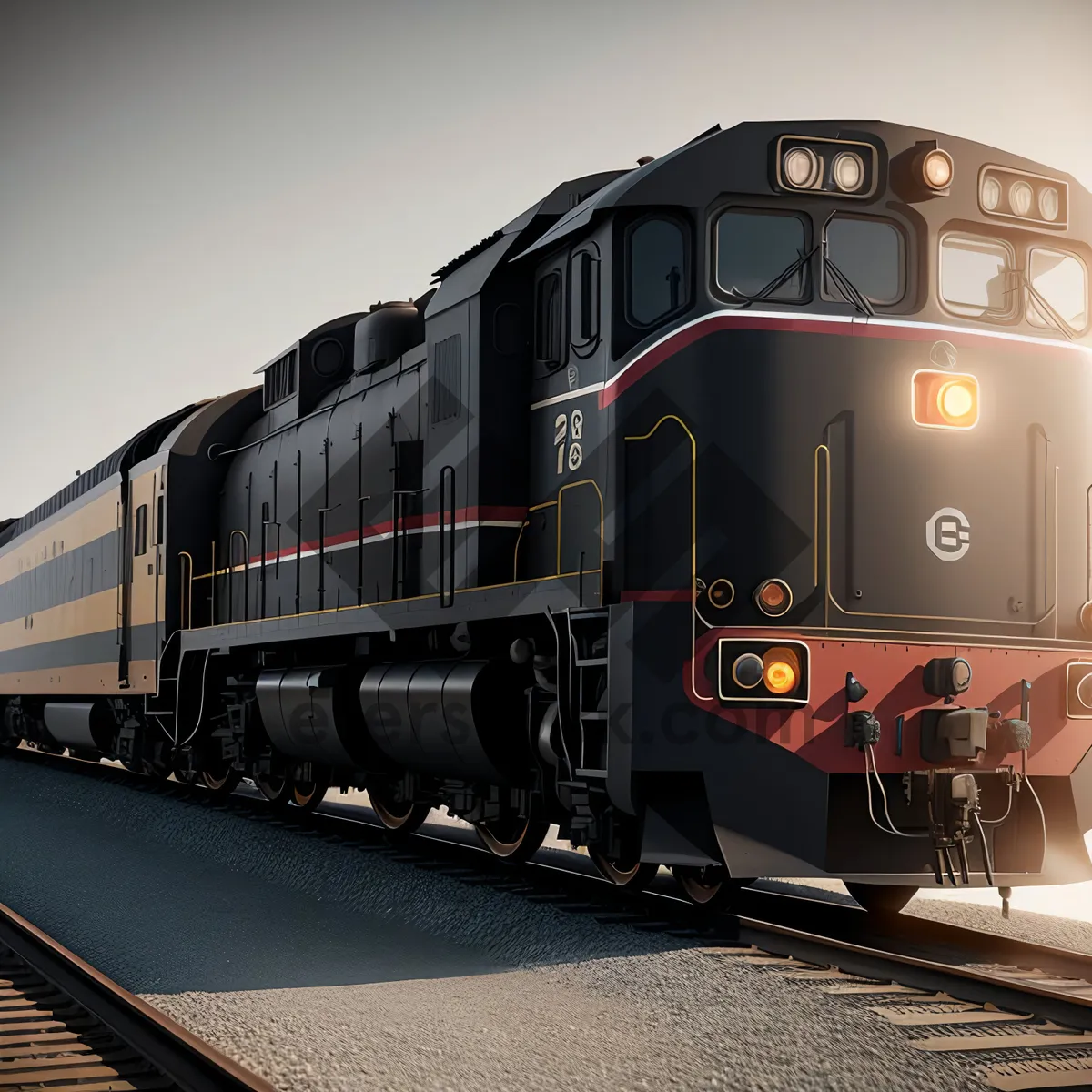 Picture of Vintage Steam Train on Railway Tracks