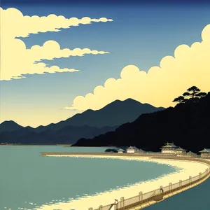 Idyllic Oceanfront Escape: Tranquil Beach at Sunset