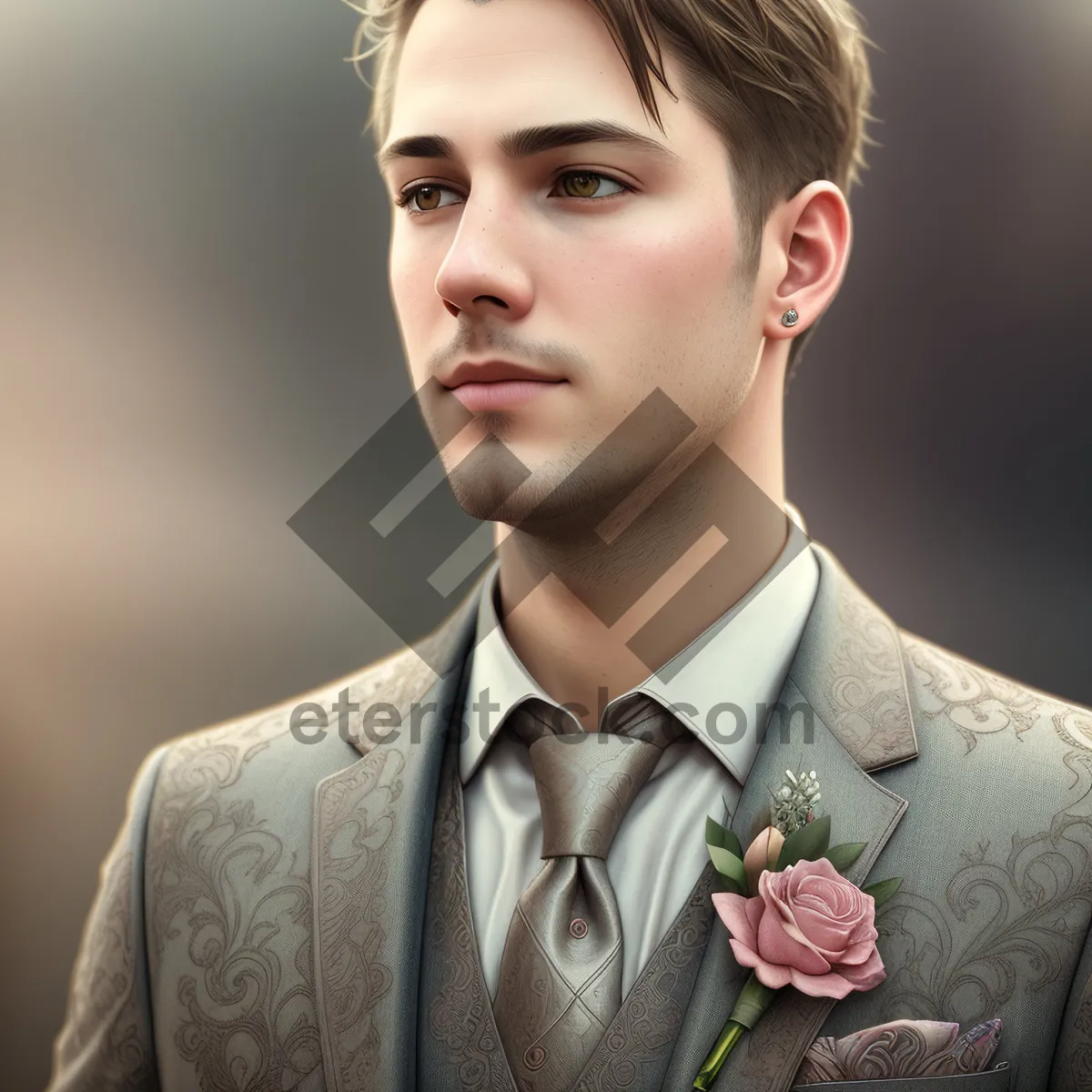 Picture of Successful Businessman in Elegant Suit with Confident Smile