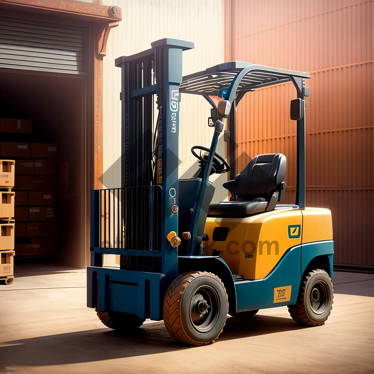 Picture of Heavy-duty Forklift in Industrial Warehouse