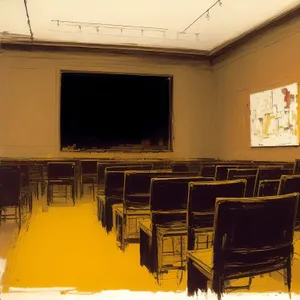 Modern Classroom Interior with Wooden Furniture and Contemporary Design