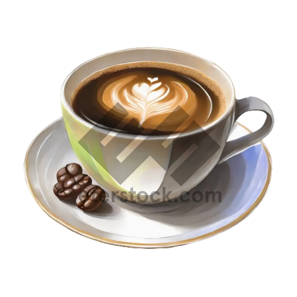 Picture of Steaming coffee in black cup on breakfast table