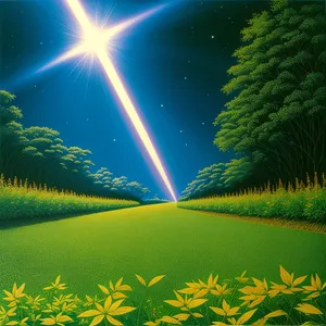 Starry Night: Illuminated Seasonal Meadow Landscape