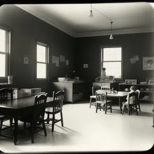 Modern Café Interior with Stylish Furniture and Wood Accents