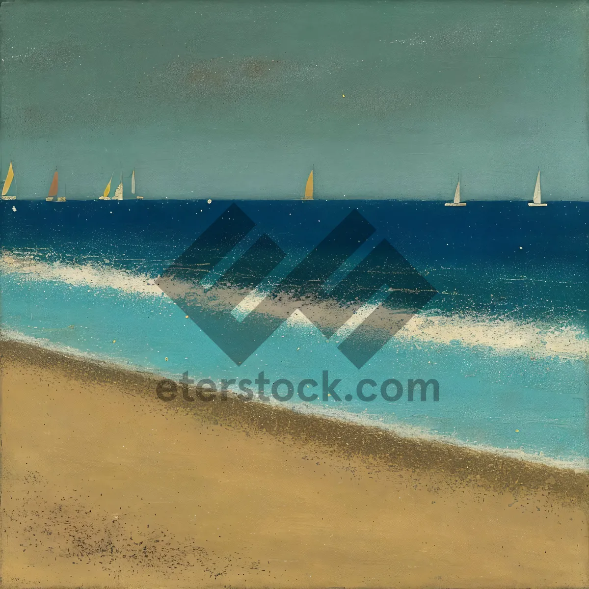 Picture of Tropical island beach getaway with turquoise waves crashing
