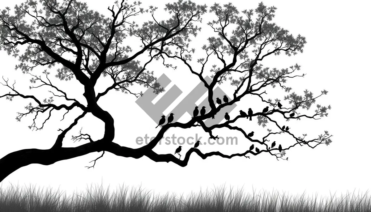 Picture of Silhouette of oak tree against sky in forest.