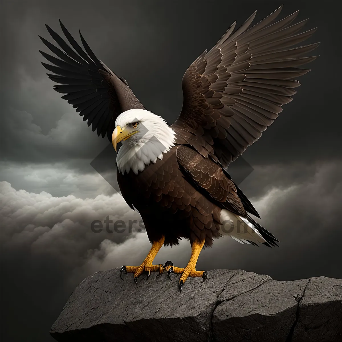 Picture of  Majestic Bald Eagle Soaring with Piercing Eyes