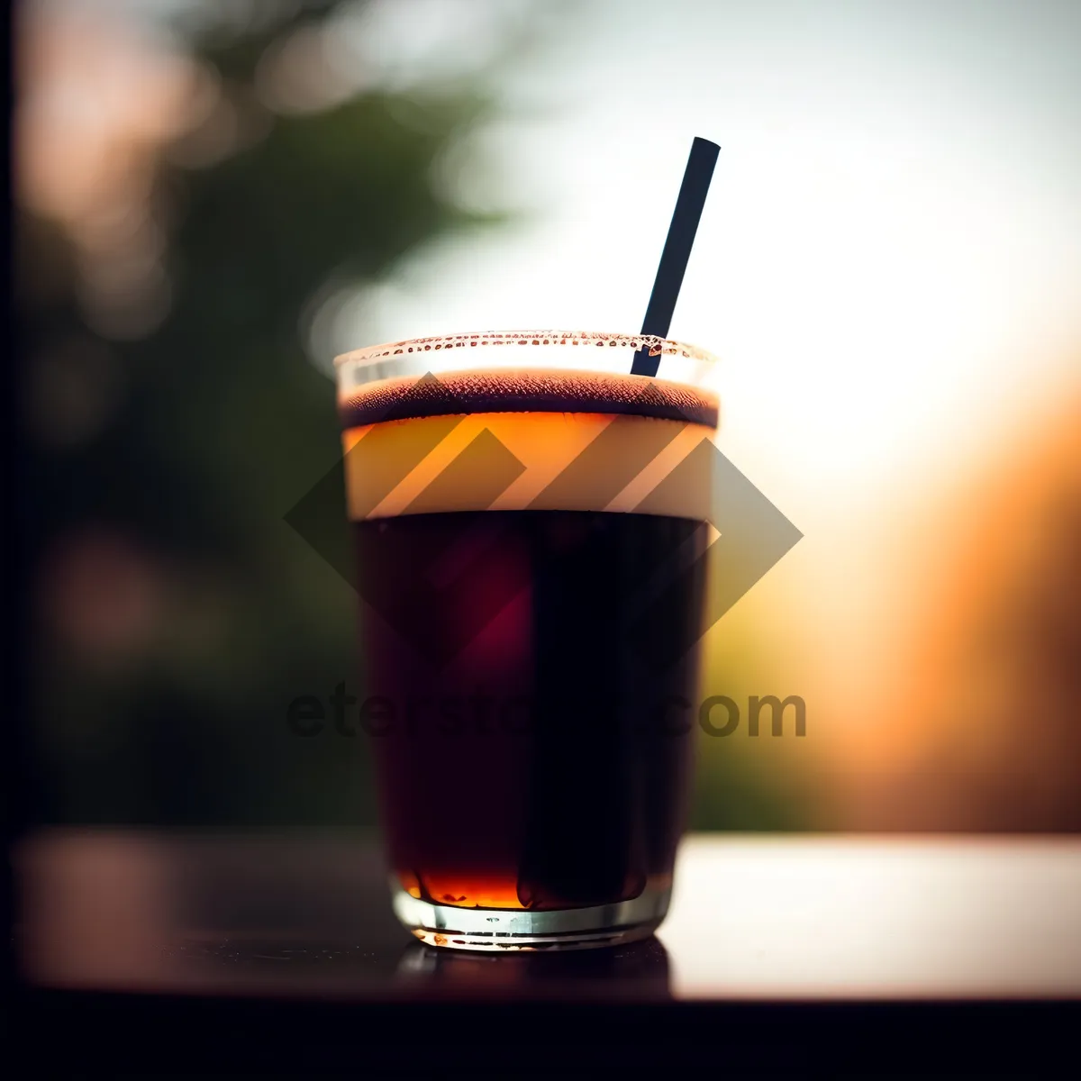 Picture of Refreshing Cold Cocktail in Glass with Ice