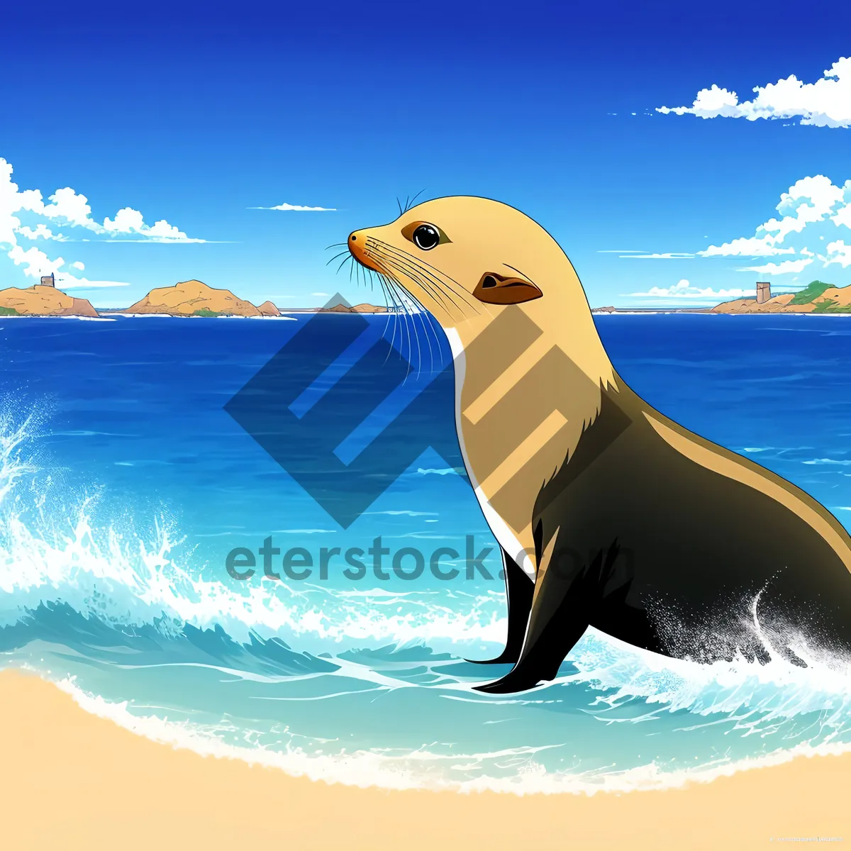 Picture of Tranquil Seaside Encounter with Playful Sea Lion