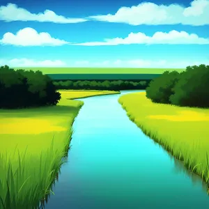 Serene Summer Landscape Reflection on Calm Lake