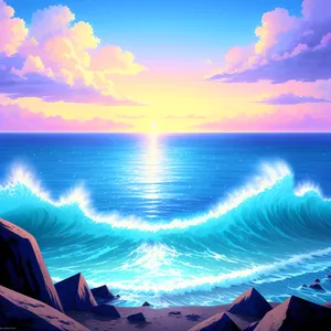 Golden Sunset over Tranquil Ocean Waters