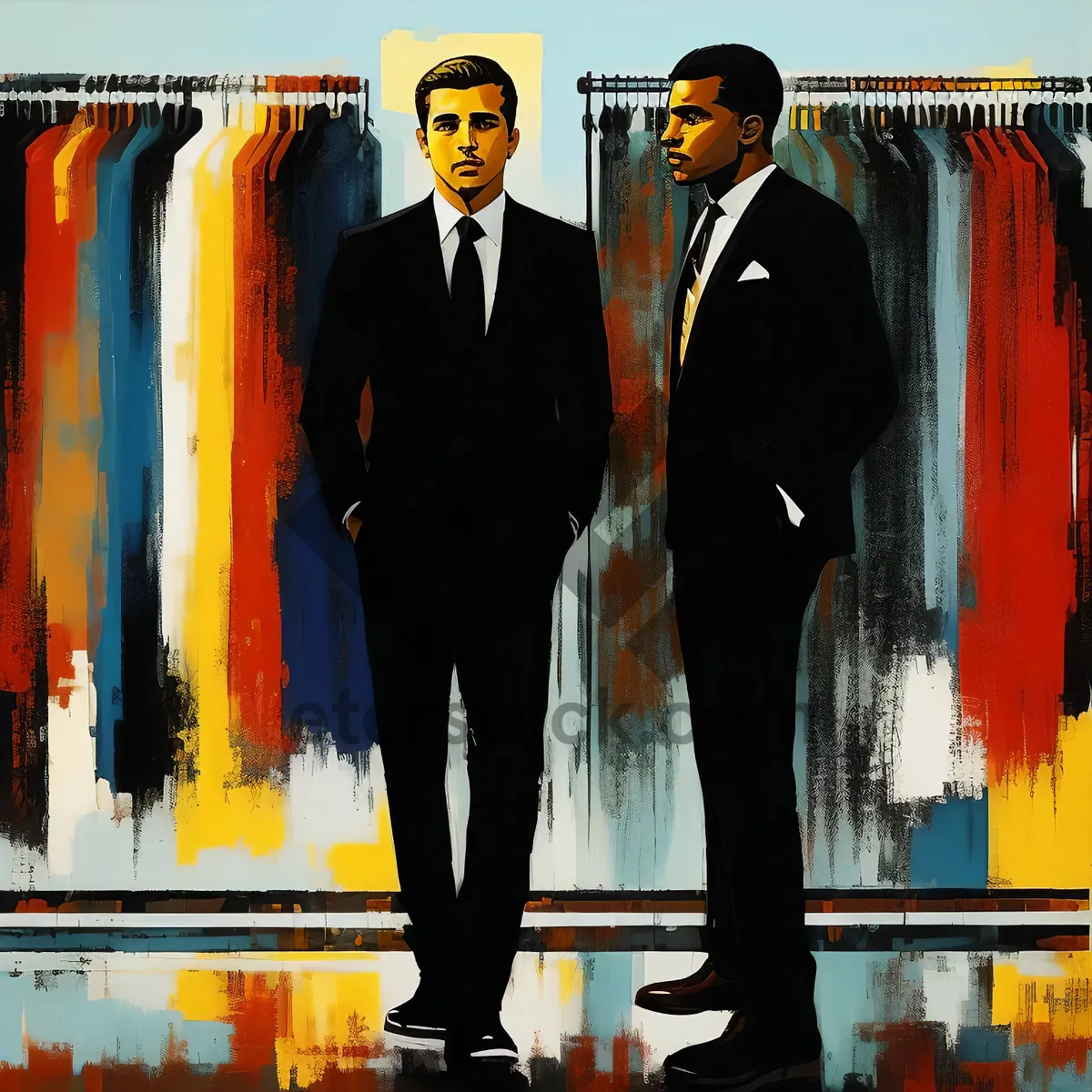 Picture of Business team silhouettes in suits working together