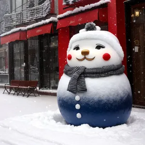Frosty Winter Fun: Snowman Figure on a Sled