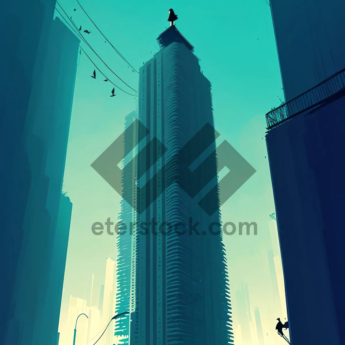 Picture of City Spires: A modern high-rise skyscraper in the downtown district