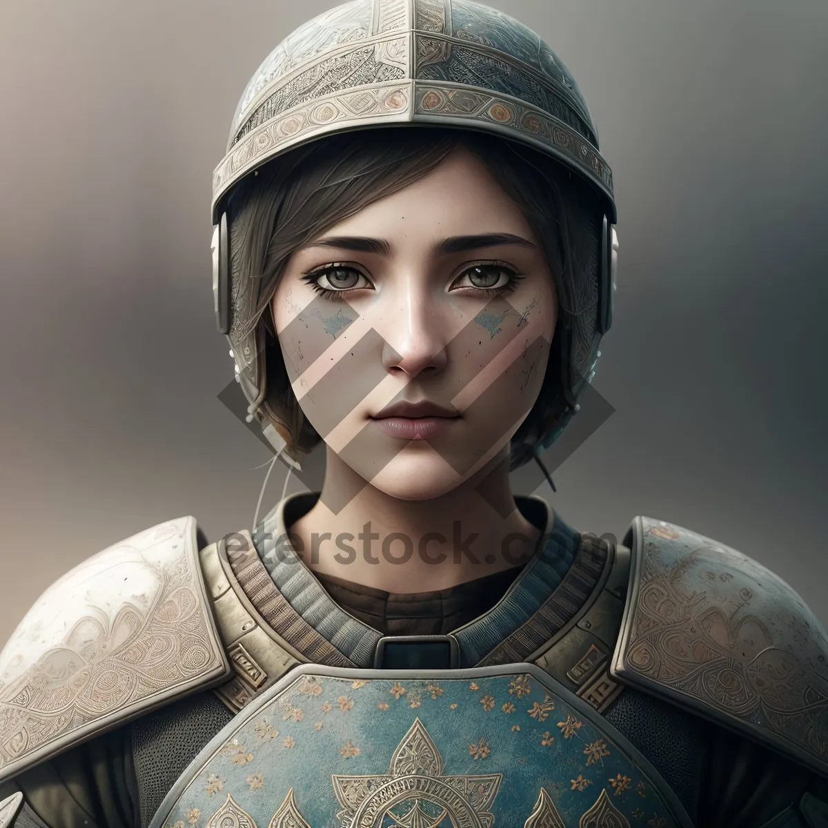 Picture of Smiling Person in Helmet and Armor