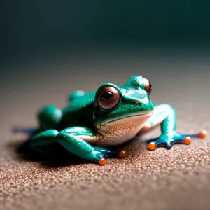 Vibrant Orange Eyed Tree Frog Observing Wildlife