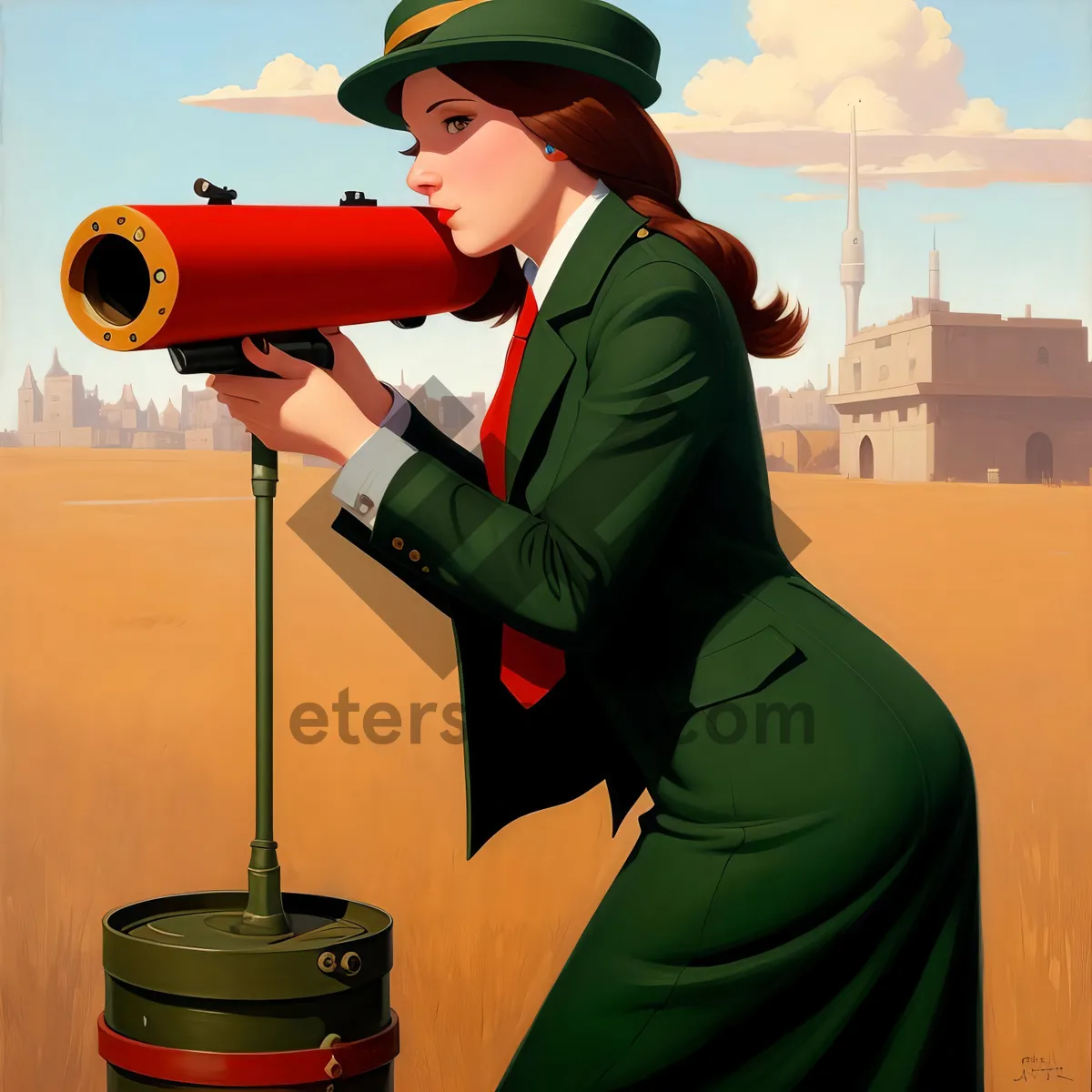 Picture of Man with Field Glass and Megaphone