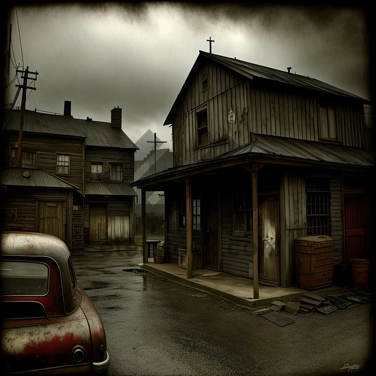 Picture of Old City Residence with Garage and Tile Roof