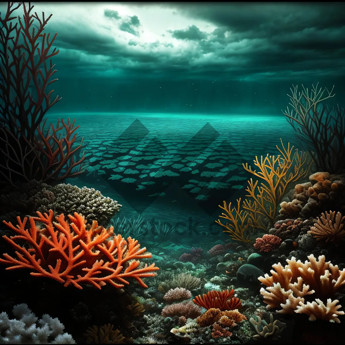 Picture of Vibrant marine life amidst tropical coral reef