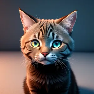Cute Fluffy Gray Tabby Cat with Beautiful Eyes