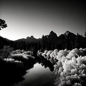 Majestic Winter Wonderland: Yucca Shrub in Snowy Mountain Landscape