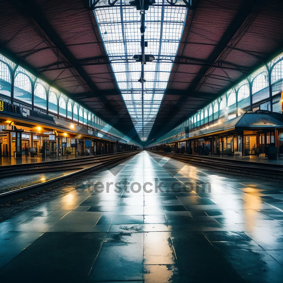 Picture of Modern Urban Subway Terminal with Glass Corridor