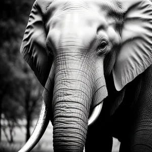 Majestic tusker roaming in South African safari