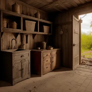 Vintage Wooden Crate in Rustic Kitchen