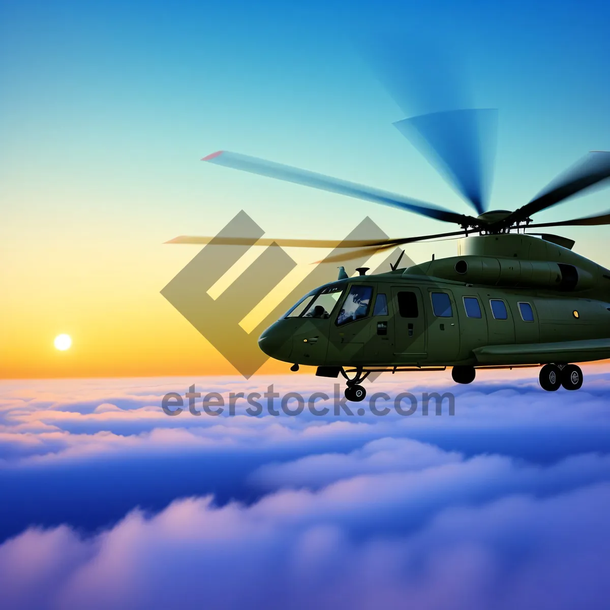 Picture of High-Flying Aircraft Soaring Through Azure Skies