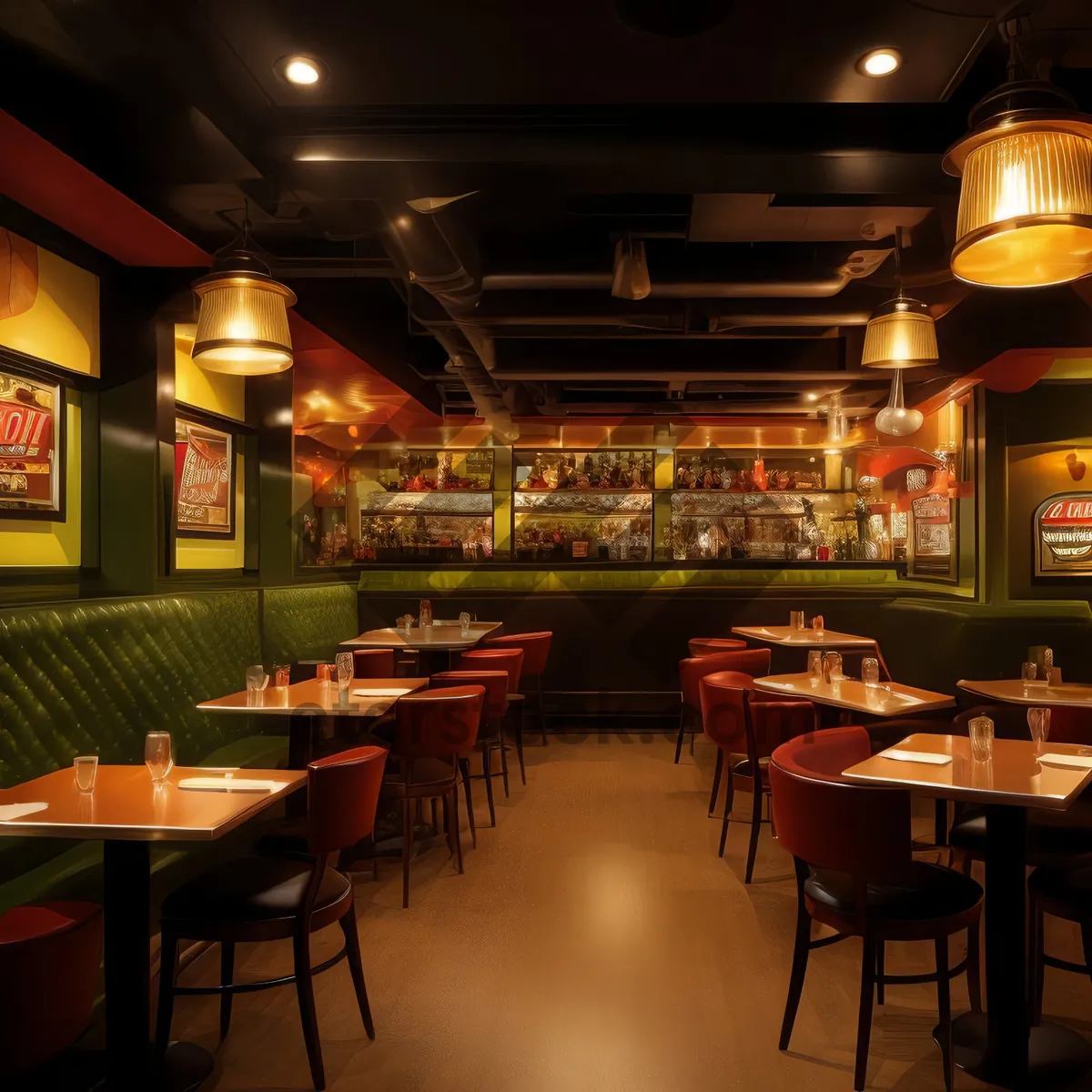 Picture of Modern luxury restaurant interior design with stylish furniture