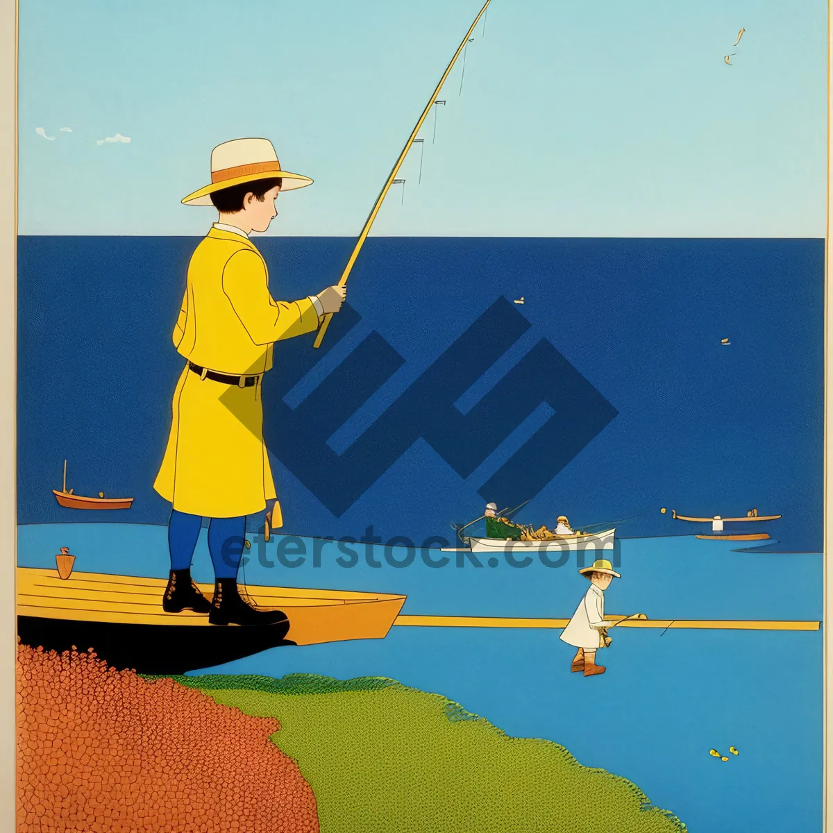 Picture of Swinging golfer under blue skies