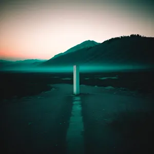 Serene Sunset Over Beach and Ocean