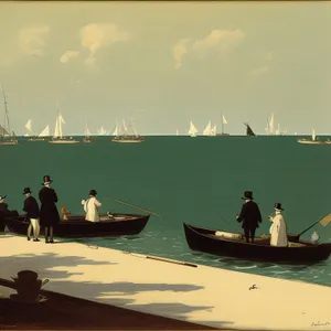 Serene Beachscape with Outrigger Boat and Calm Ocean