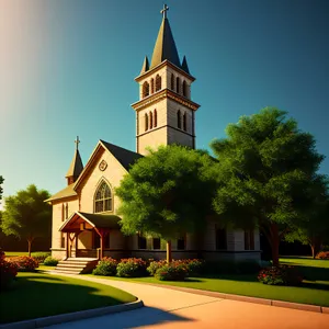 Historic Cathedral Tower Against Sunny Sky