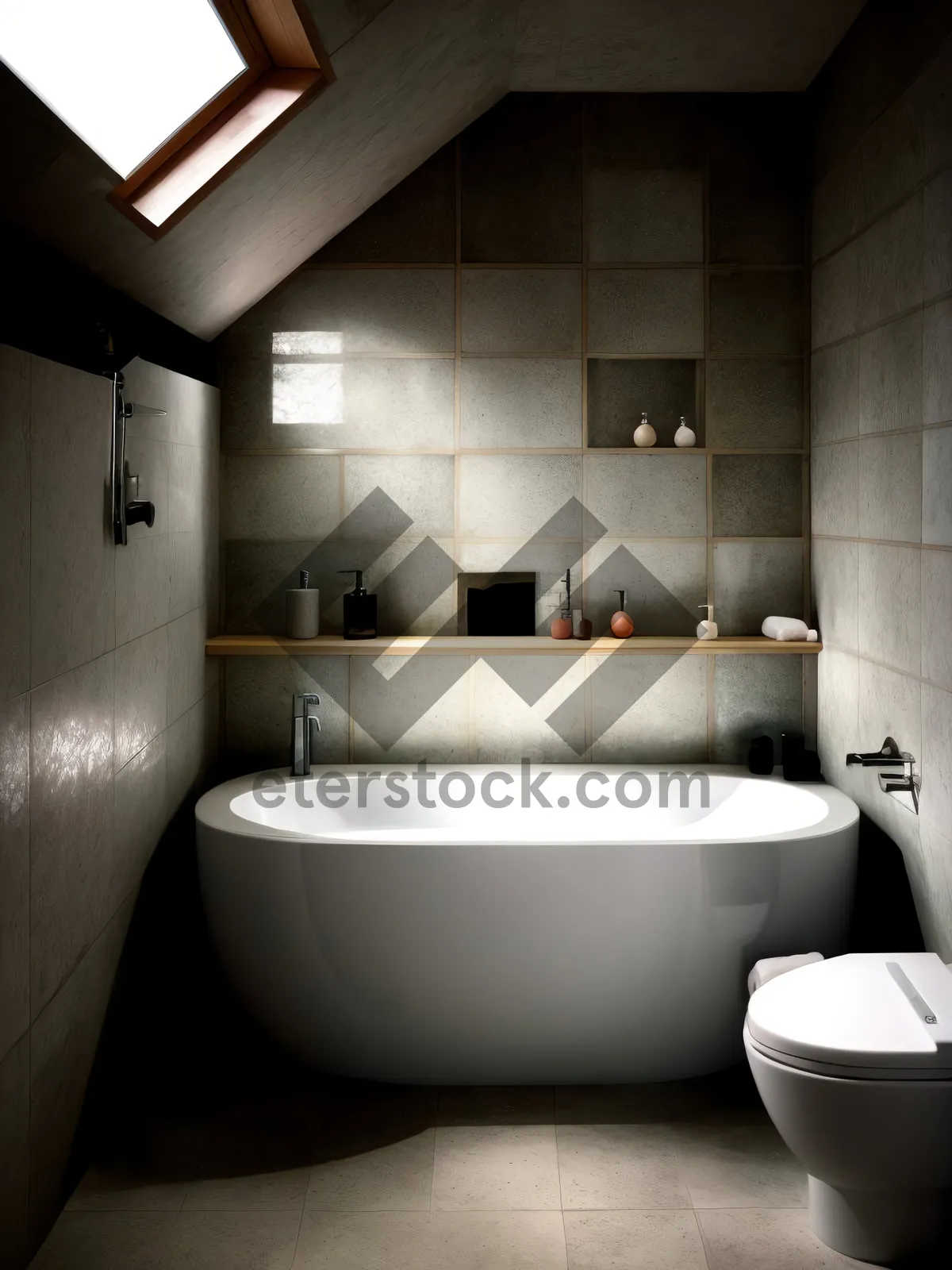 Picture of Luxurious Modern Bathroom with Clean Tile and Stylish Fixtures