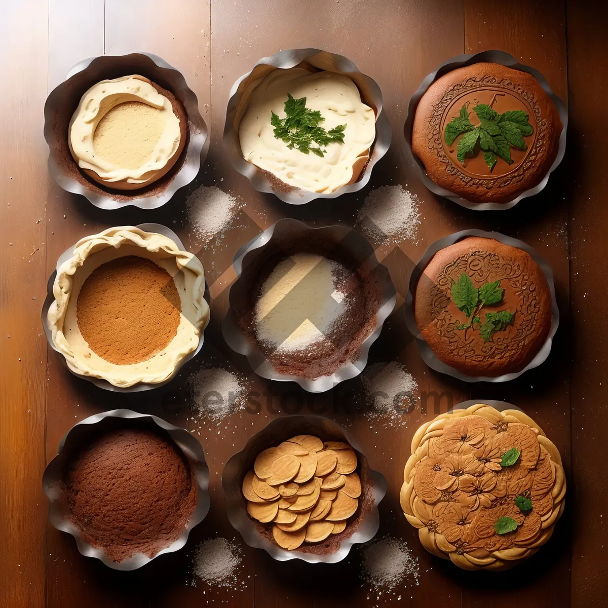 Picture of Top view of delicious dinner with sprinkled spices.