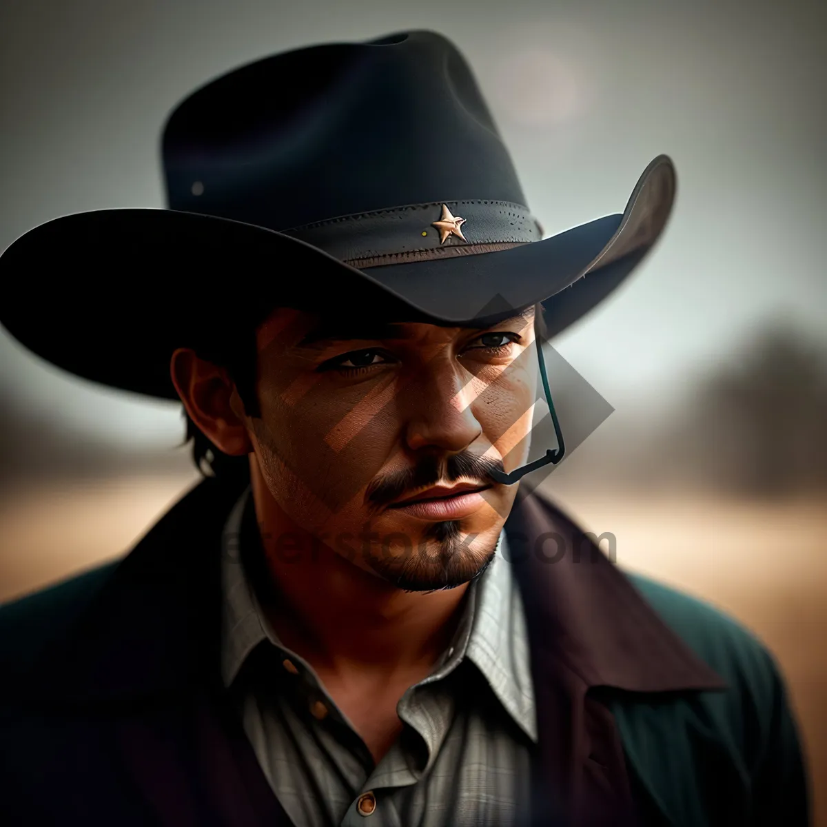 Picture of Happy Cowboy Man Smiling in Western Hat