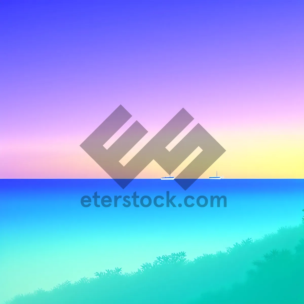 Picture of Serene Summer Seascape: Vibrant Beach Horizon