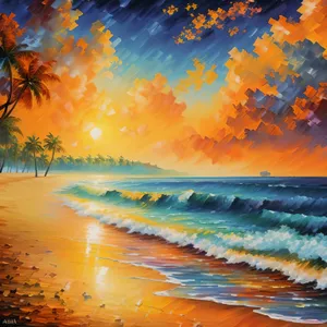 Golden Horizon: Sun setting over tropical beach bliss