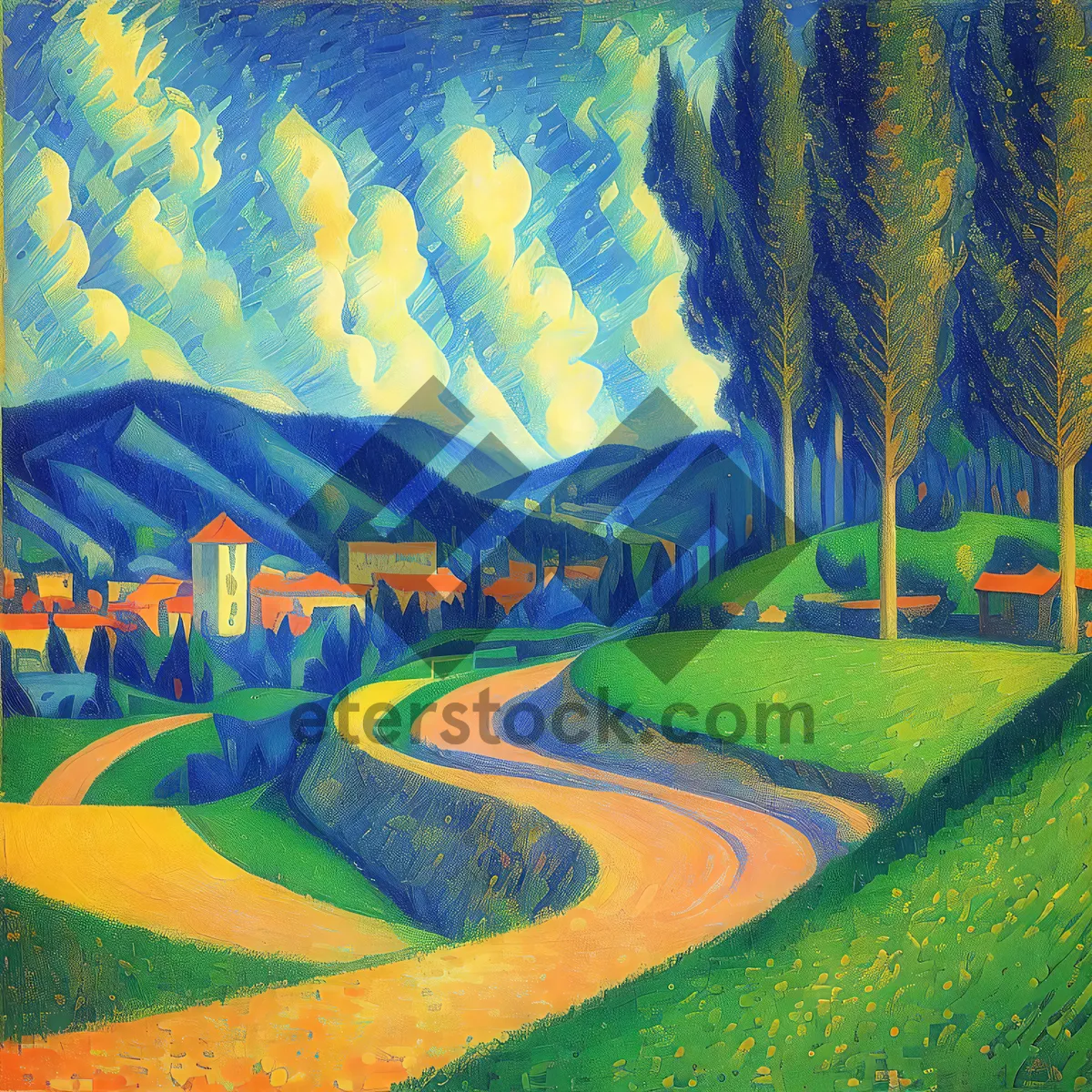 Picture of Scenic Golf Course Landscape with Chalk Drawings