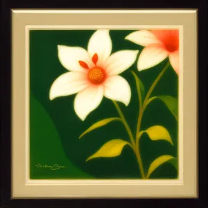 Floral Spring Frame with Lily and Leaves