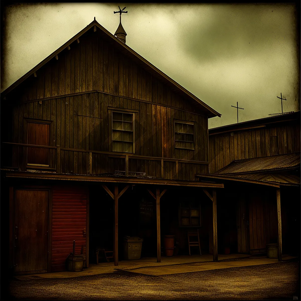 Picture of Rustic Barn in Rural Setting with Sky