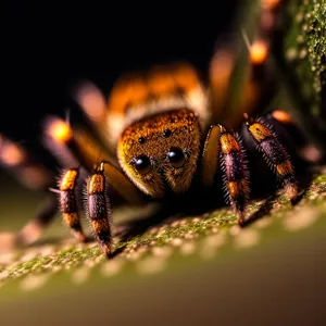 Black Arachnid Close-up: Invertebrate Spider Wildlife