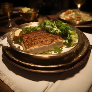 Gourmet vegetable plate with fresh salad